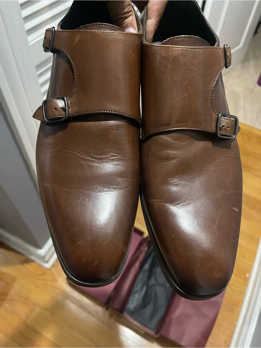 NWB To Boot NY Brown Double Monk Strap Leather Dress Shoes Sz 10.5